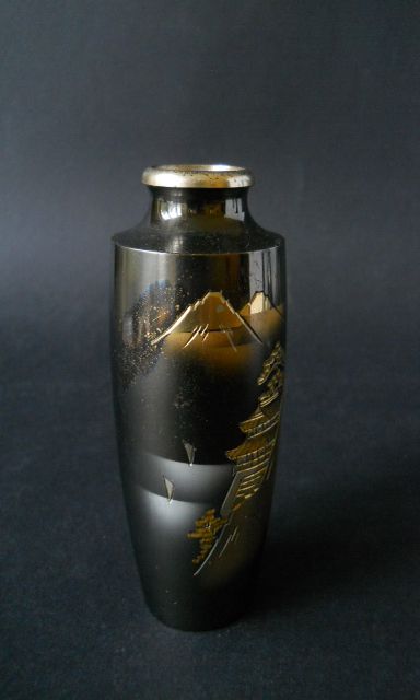 Фото 10. Винтажная Японская ваза из смешанного металла с пейзажем Фудзи