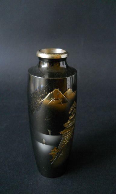 Фото 11. Винтажная Японская ваза из смешанного металла с пейзажем Фудзи