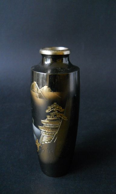 Фото 12. Винтажная Японская ваза из смешанного металла с пейзажем Фудзи