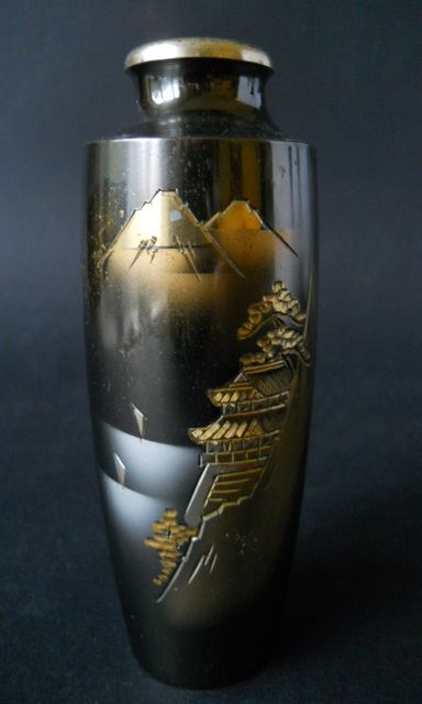 Фото 14. Винтажная Японская ваза из смешанного металла с пейзажем Фудзи