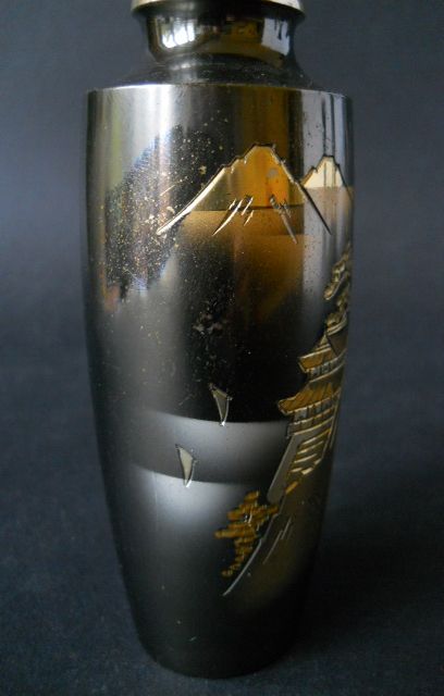 Фото 15. Винтажная Японская ваза из смешанного металла с пейзажем Фудзи