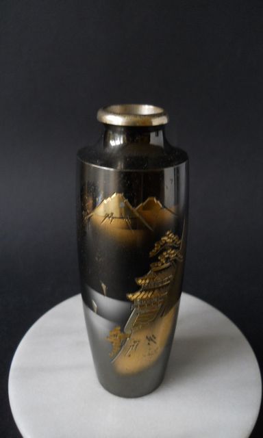 Фото 7. Винтажная Японская ваза из смешанного металла с пейзажем Фудзи