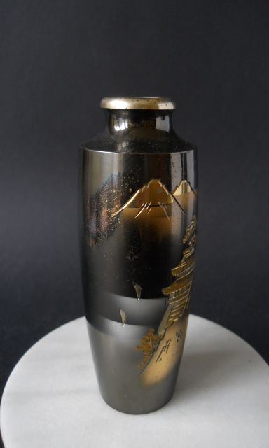 Фото 8. Винтажная Японская ваза из смешанного металла с пейзажем Фудзи