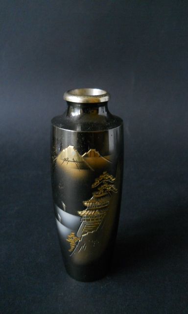 Фото 9. Винтажная Японская ваза из смешанного металла с пейзажем Фудзи
