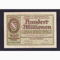 100 000 000 марок 1923г. Дрезден. 190950. Германия