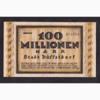 100 000 000 марок 1923г. 314584. Дюссельдорф. Германия