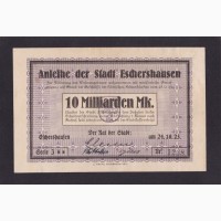 10 000 000 000 марок 1923г. 1238. Eschershausen. Германия