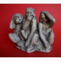 Винтажная статуэтка из камня трёх обезьян