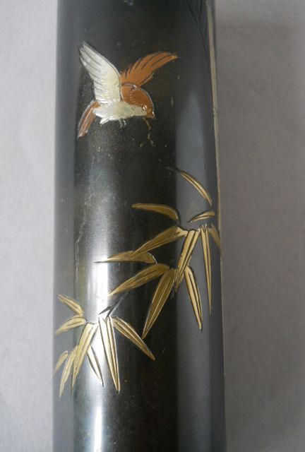 Фото 12. Японская винтажная ваза из смешанного металла-птичка, бамбук