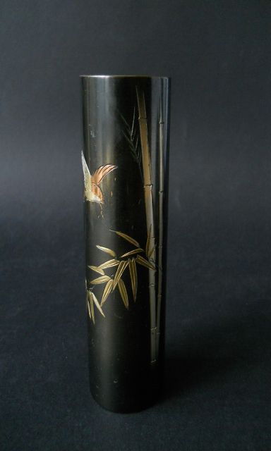 Фото 6. Японская винтажная ваза из смешанного металла-птичка, бамбук