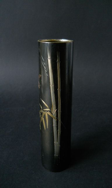 Фото 7. Японская винтажная ваза из смешанного металла-птичка, бамбук