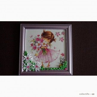Картина в детскую комнату Девочка с цветами