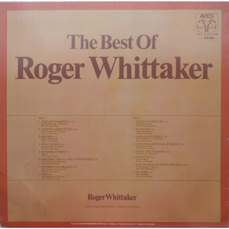 Фото 2. Виниловая пластинка Roger Whittaker – The Best Of Roger Whittaker 1