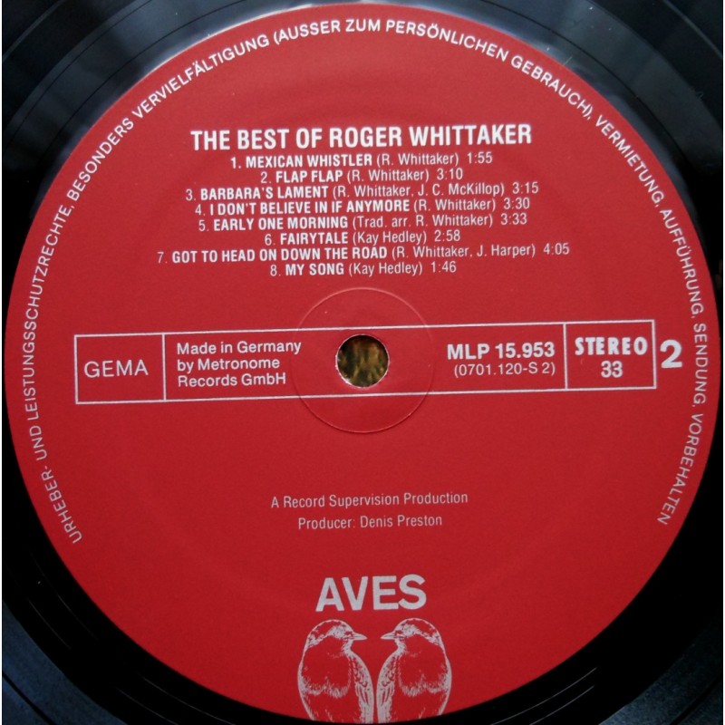 Фото 4. Виниловая пластинка Roger Whittaker – The Best Of Roger Whittaker 1