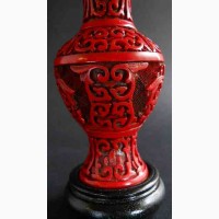 Винтажная Китайская ваза красный киноварь