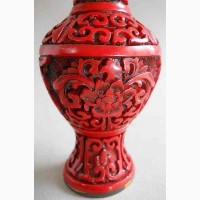 Винтажная Китайская ваза красный киноварь