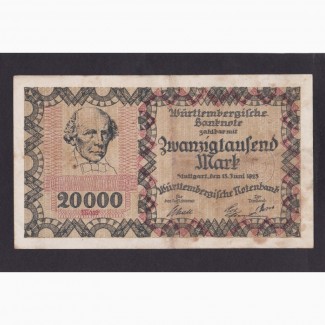 20 000 марок 1923г. 267800. Штутгарт. Германия