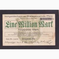 1 000 000 марок 1923г. 536393. Пфальц. Германия
