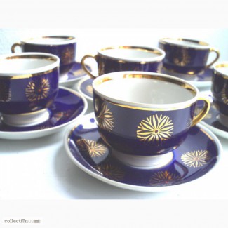 Патриотическое: 6 фарфоровых чайных/кофейных пар, Довбыш 70-е гг