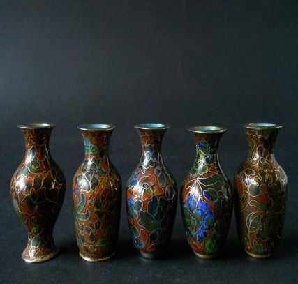 Фото 14. Набор из пяти Китайских винтажных ваз Cloisonne