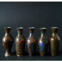 Набор из пяти Китайских винтажных ваз Cloisonne
