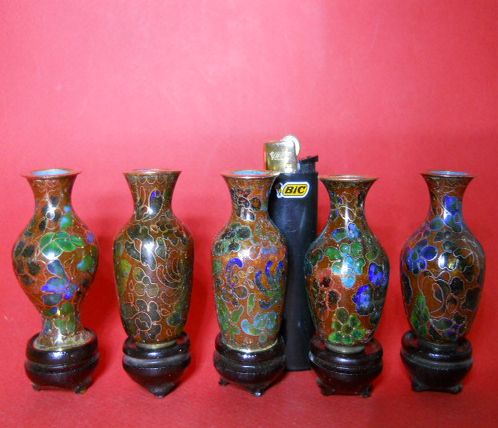 Фото 19. Набор из пяти Китайских винтажных ваз Cloisonne