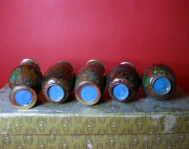 Фото 20. Набор из пяти Китайских винтажных ваз Cloisonne