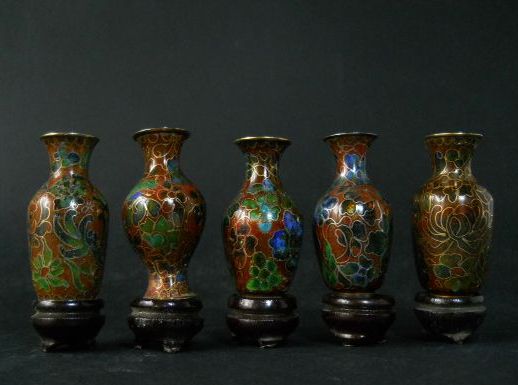 Фото 5. Набор из пяти Китайских винтажных ваз Cloisonne