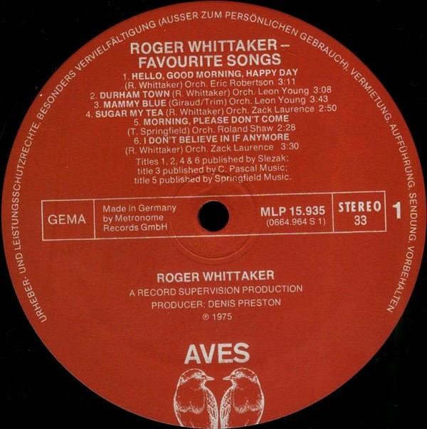 Фото 2. Roger Whittaker - My Favourite Songs - LP