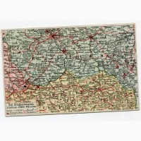 Поштівка мапа І Світова: Галичина-Люблін-Варшава