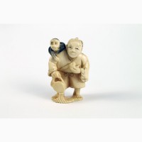 Нецке чоловік з мавпою (Японія, Япония), мужчина с обезьяной нэцке