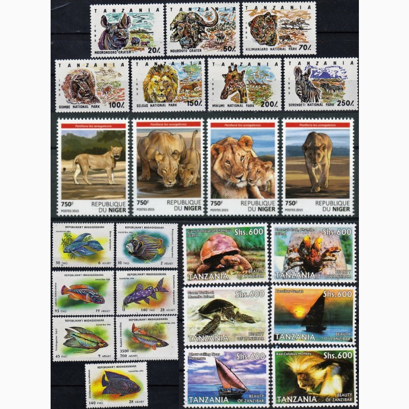 Фото 12. Большая подборка марок фауны, 100 серий