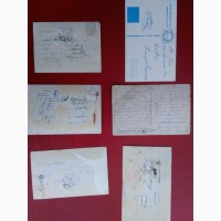Почтовые старинные открытки (6 штук)