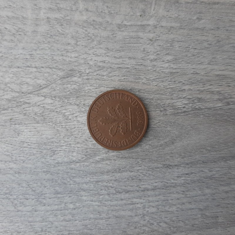 Фото 2. Монета ФРГ 1 пфенниг 1989 D