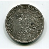 3 марки 1908 р. Ag. Німецький Райх, Вільгельм ІІ