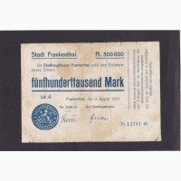500 000 марок 1923г. Франкенталь. 12381. Германия