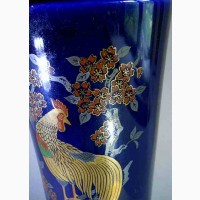Винтажная китайская ваза кобальт с изображением жар птицы
