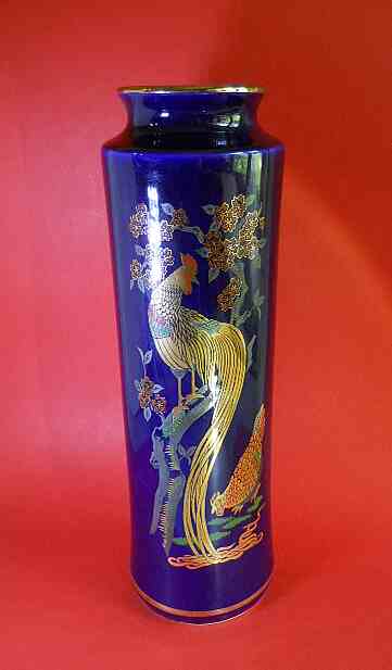 Фото 2. Винтажная китайская ваза кобальт с изображением жар птицы