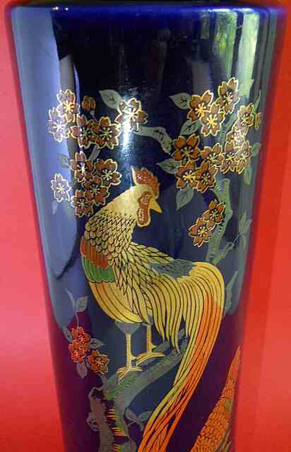 Фото 7. Винтажная китайская ваза кобальт с изображением жар птицы