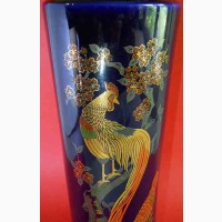 Винтажная китайская ваза кобальт с изображением жар птицы