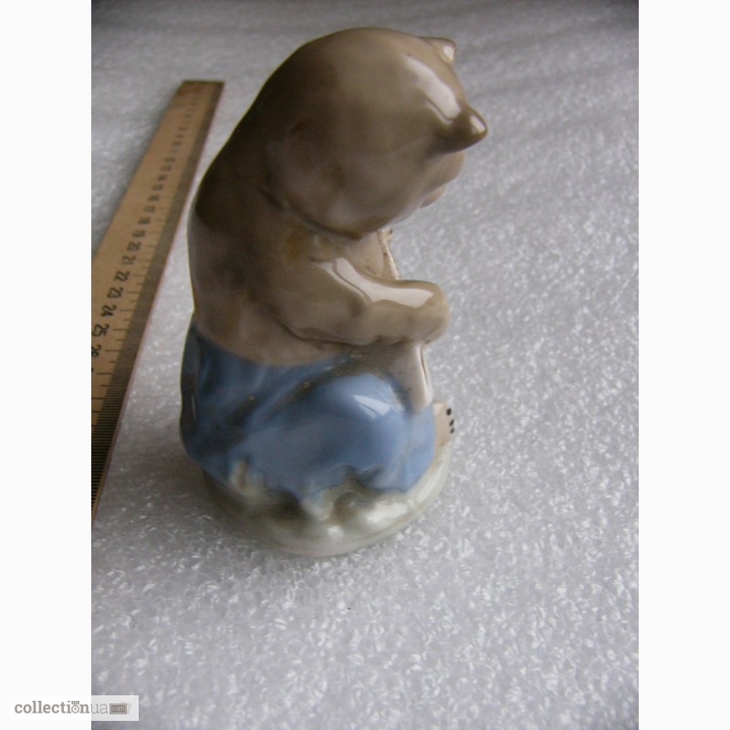 Фото 4. Фарфоровая статуэтка мишка с балалайкой, Городница, СССР