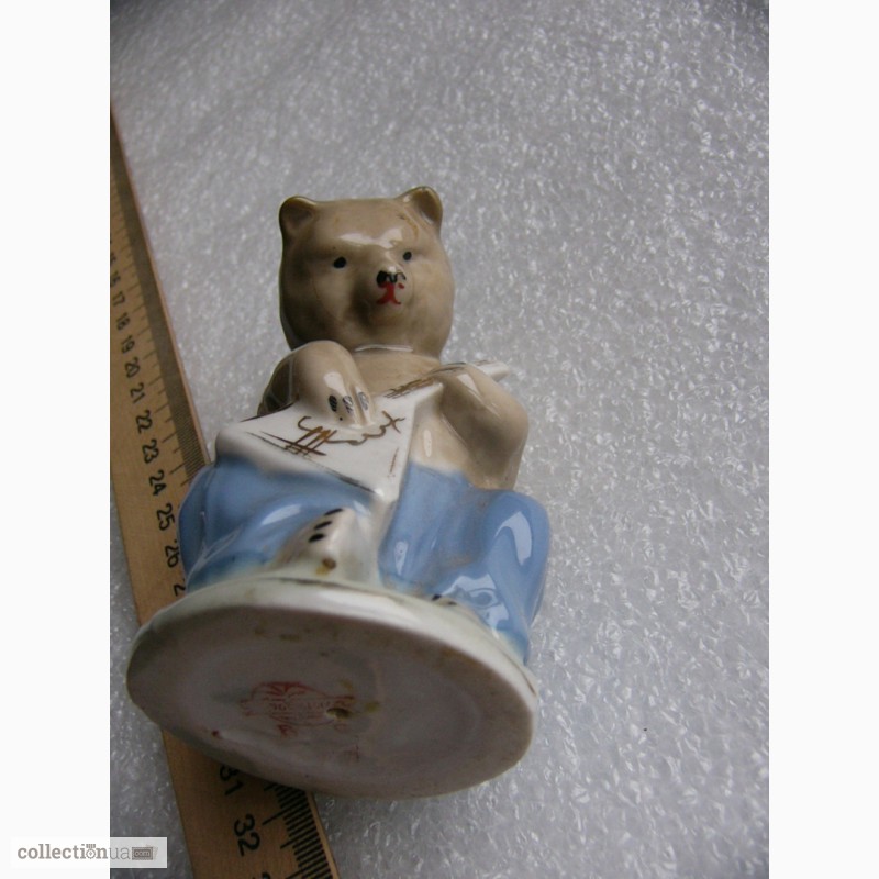 Фото 5. Фарфоровая статуэтка мишка с балалайкой, Городница, СССР