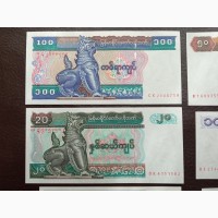 Набір банкнот 6 шт. Мьянма. Пресс