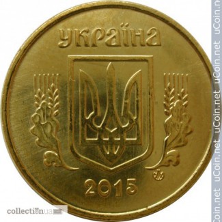 Украина 10 копеек, 2015 Сталь с латунным покрытием /магнетик/ состояние UNC