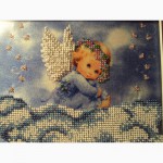 Картина вишита бісером Ангелик.картина бисером ангелочек