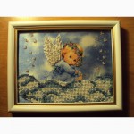 Картина вишита бісером Ангелик.картина бисером ангелочек