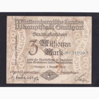 3 000 000 марок 1923г. Штутгарт. 319295. Германия