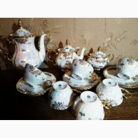 Антикварный коллекционный столовый чайный сервиз ГДР Рошутц Золотая роза