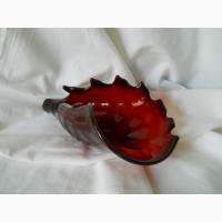 Винтажная ваза из красного Итальянского стекла ручной работы