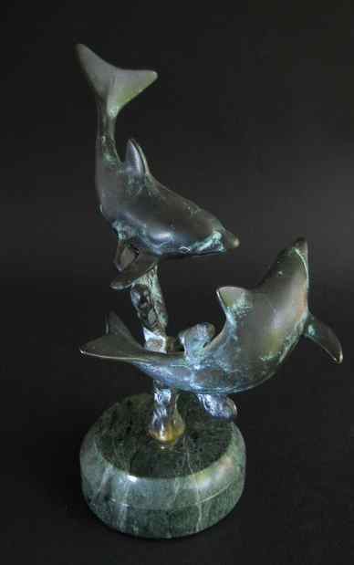 Фото 6. Винтажная бронзовая статуэтка дельфинов